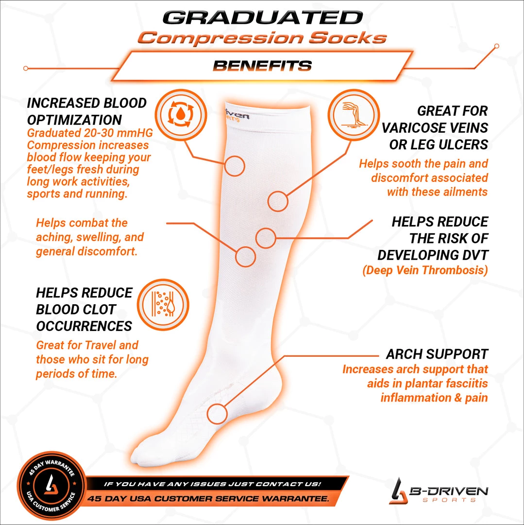B-Driven Sports Graduated Compression Socks Black 7 B-Driven Sports Graduated Compression Socks Black