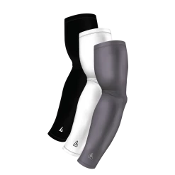 B-Driven Sports Sports Arm Sleeve Bundles 3-Pack Bundle | Solids | White/Black/Grey Dark