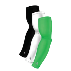 B-Driven Sports Sports Arm Sleeve Bundles 3-Pack Bundle | Solids | White/Black/Green Lime Standard