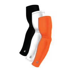 B-Driven Sports Sports Arm Sleeve Bundles 3-Pack Bundle | Solids | White/Black/Orange Light