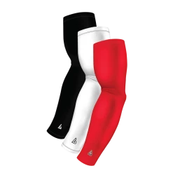 B-Driven Sports Sports Arm Sleeve Bundles 3-Pack Bundle | Solids | White/Black/Red Standard Dark