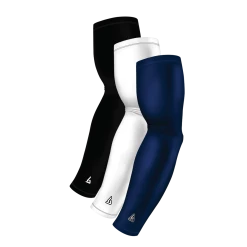 B-Driven Sports Sports Arm Sleeve Bundles 3-Pack Bundle | Solids | White/Black/Blue Navy Dark