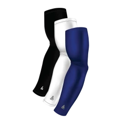 B-Driven Sports Sports Arm Sleeve Bundles 3-Pack Bundle | Solids | White/Black/Blue Standard Medium