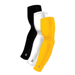 B-Driven Sports Sports Arm Sleeve Bundles 3-Pack Bundle | Solids | White/Black/Yellow Standard