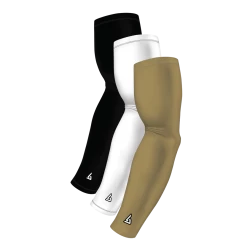 B-Driven Sports Sports Arm Sleeve Bundles 3-Pack Bundle | Solids | White/Black/Gold Standard