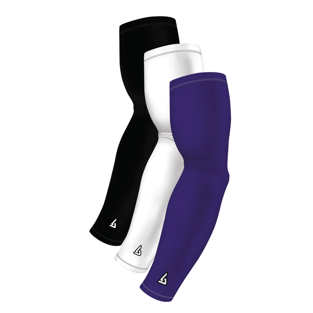 B-Driven Sports Sports Arm Sleeve Bundles 3-Pack Bundle | Solids | White/Black/Purple Dark 3 B-Driven Sports Sports Arm Sleeve Bundles 3-Pack Bundle | Solids | White/Black/Purple Dark