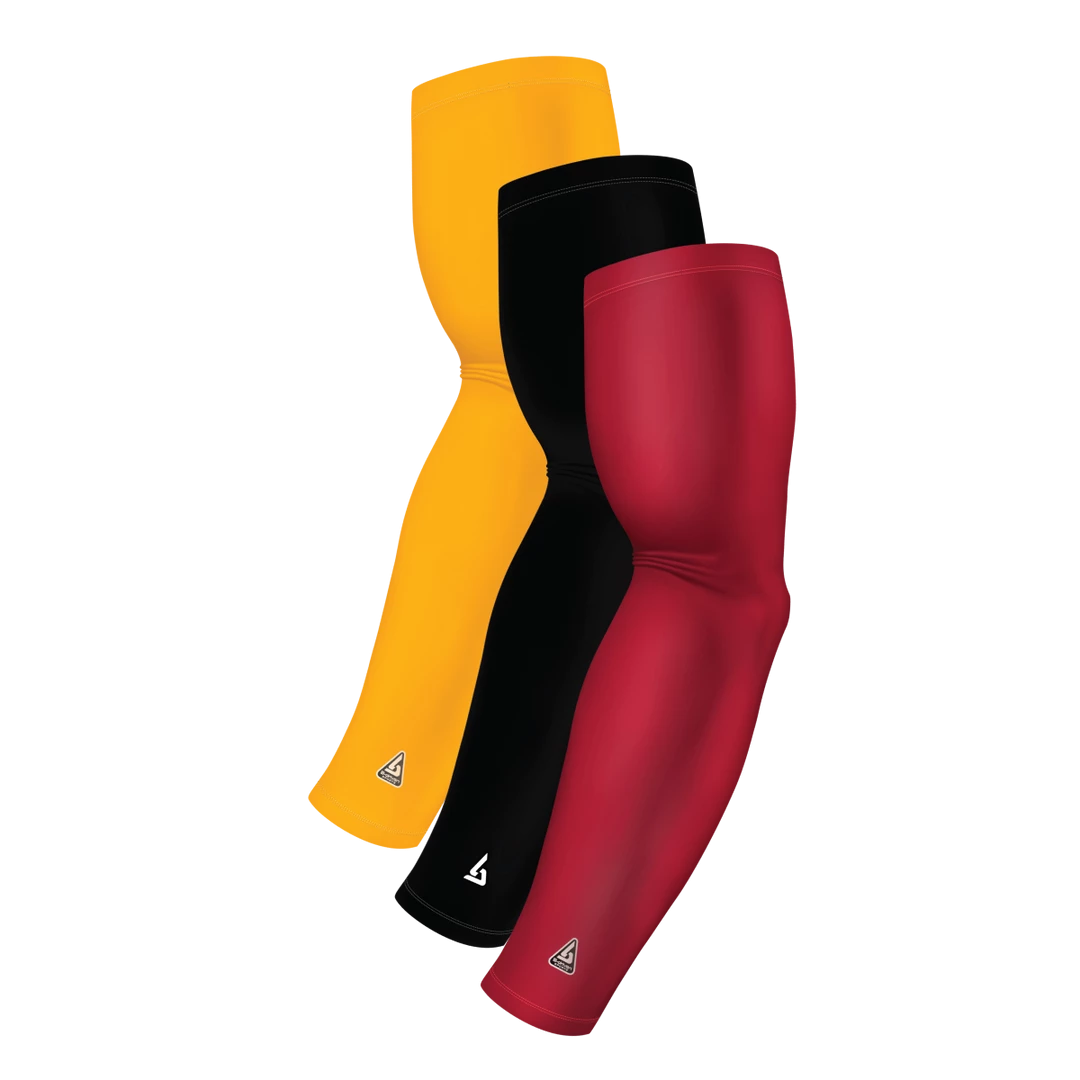B-Driven Sports 3-Pack Bundle | Solids | Maroon Dark/Black/Yellow Dark Sports Arm Sleeve Bundles 3 B-Driven Sports 3-Pack Bundle | Solids | Maroon Dark/Black/Yellow Dark Sports Arm Sleeve Bundles