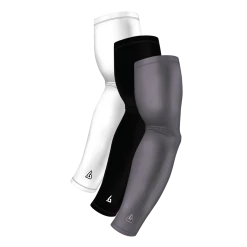 B-Driven Sports Sports Arm Sleeve Bundles 3-Pack Bundle | Solids | Grey Dark/Black/White