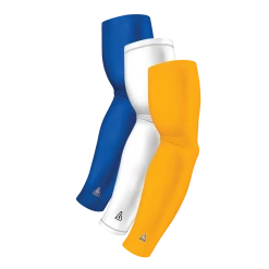 B-Driven Sports Sports Arm Sleeve Bundles 3-Pack Bundle | Solids | Yellow Dark/White/Blue Royal Bright