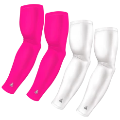 B-Driven Sports 4-Pack Bundle | Solids | White/Pink Bright Sports Arm Sleeve Bundles