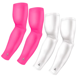 B-Driven Sports 4-Pack Bundle | Solids | White/Pink Light Sports Arm Sleeve Bundles