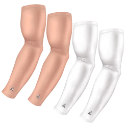 B-Driven Sports 4-Pack Bundle | Solids | White/Brown Light Flesh Sports Arm Sleeve Bundles
