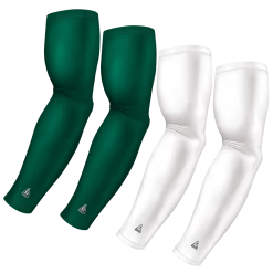 B-Driven Sports 4-Pack Bundle | Solids | White/Green Hunter Dark Sports Arm Sleeve Bundles