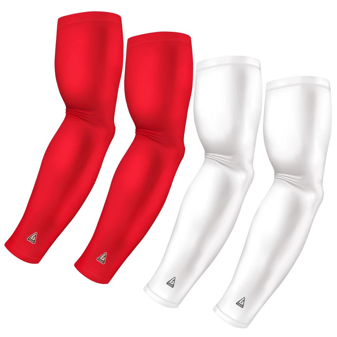 B-Driven Sports 4-Pack Bundle | Solids | White/Red Standard Dark Sports Arm Sleeve Bundles 3 B-Driven Sports 4-Pack Bundle | Solids | White/Red Standard Dark Sports Arm Sleeve Bundles