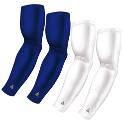 B-Driven Sports 4-Pack Bundle | Solids | White/Blue Standard Medium Sports Arm Sleeve Bundles