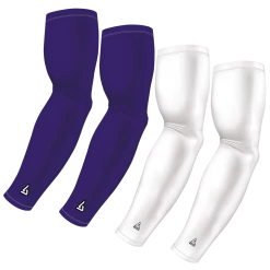 B-Driven Sports Sports Arm Sleeve Bundles 4-Pack Bundle | Solids | White/Purple Dark