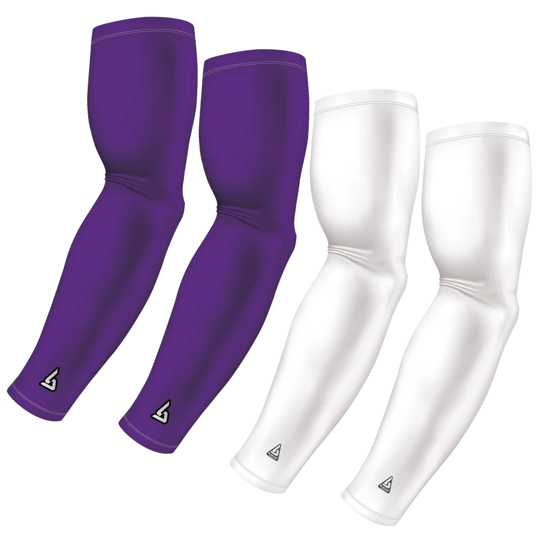 B-Driven Sports 4-Pack Bundle | Solids | White/Purple Light / Medium Sports Arm Sleeve Bundles 3 B-Driven Sports 4-Pack Bundle | Solids | White/Purple Light / Medium Sports Arm Sleeve Bundles