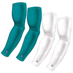 B-Driven Sports 4-Pack Bundle | Solids | White/Green Aqua Light Sports Arm Sleeve Bundles