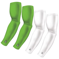 B-Driven Sports Sports Arm Sleeve Bundles 4-Pack Bundle | Solids | White/Green Lime Light