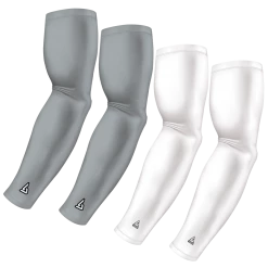 B-Driven Sports Sports Arm Sleeve Bundles 4-Pack Bundle | Solids | White/Grey Light