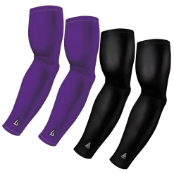 B-Driven Sports Sports Arm Sleeve Bundles 4-Pack Bundle | Solids | Black/Purple Light / Medium