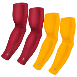 B-Driven Sports Sports Arm Sleeve Bundles 4-Pack Bundle | Solids | Maroon Dark/Yellow Dark