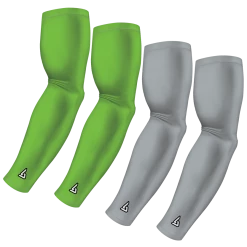 B-Driven Sports Sports Arm Sleeve Bundles 4-Pack Bundle | Solids | Green Lime Light/Grey Light