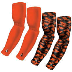 B-Driven Sports Sports Arm Sleeve Bundles 4-Pack Bundle | Solid/Wild | Orange Dark