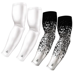 B-Driven Sports Sports Arm Sleeve Bundles 4-Pack Bundle | Solid/Confetti | White Bundle 20