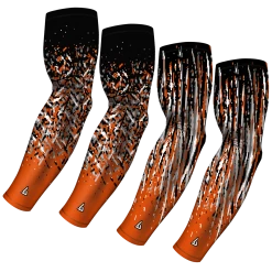 B-Driven Sports Sports Arm Sleeve Bundles 4-pack Bundle | Confetti/Streaks |Orange 1