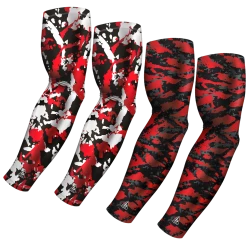 B-Driven Sports Sports Arm Sleeve Bundles 4-pack Bundle | Flake/Wild | Red 1