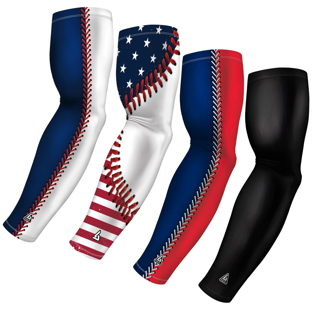 B-Driven Sports Sports Arm Sleeve Bundles 4-pack Bundle | Patriot | Baseball Bundle 2 3 B-Driven Sports Sports Arm Sleeve Bundles 4-pack Bundle | Patriot | Baseball Bundle 2