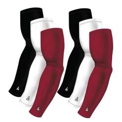 B-Driven Sports Sports Arm Sleeve Bundles 6-Pack Bundle | Solids |White/Black/Maroon Dark