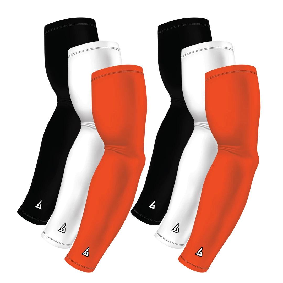 B-Driven Sports 6-Pack Bundle | Solids |White/Black/Orange Fire Sports Arm Sleeve Bundles 3 B-Driven Sports 6-Pack Bundle | Solids |White/Black/Orange Fire Sports Arm Sleeve Bundles