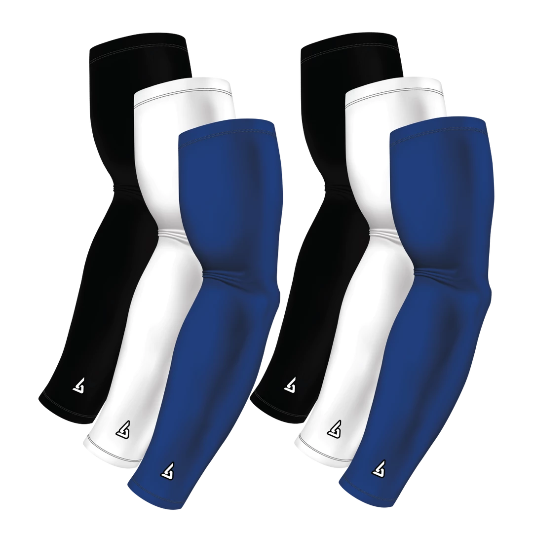 B-Driven Sports Sports Arm Sleeve Bundles 6-Pack Bundle | Solids |White/Black/Blue Standard 3 B-Driven Sports Sports Arm Sleeve Bundles 6-Pack Bundle | Solids |White/Black/Blue Standard