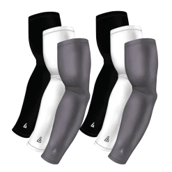 B-Driven Sports Sports Arm Sleeve Bundles 6-Pack Bundle | Solids |White/Black/Grey Dark