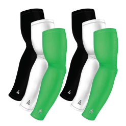 B-Driven Sports Sports Arm Sleeve Bundles 6-Pack Bundle | Solids |White/Black/Green Lime Standard