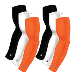 B-Driven Sports 6-Pack Bundle | Solids |White/Black/Orange Light Sports Arm Sleeve Bundles