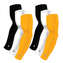 B-Driven Sports Sports Arm Sleeve Bundles 6-Pack Bundle | Solids |White/Black/Yellow Dark
