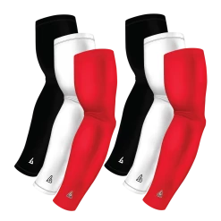 B-Driven Sports 6-Pack Bundle | Solids |White/Black/Red Standard Dark Sports Arm Sleeve Bundles
