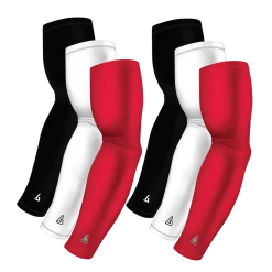 B-Driven Sports Sports Arm Sleeve Bundles 6-Pack Bundle | Solids |White/Black/Maroon Standard