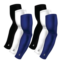 B-Driven Sports Sports Arm Sleeve Bundles 6-Pack Bundle | Solids |White/Black/Blue Standard Medium