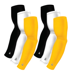B-Driven Sports Sports Arm Sleeve Bundles 6-Pack Bundle | Solids |White/Black/Yellow Standard