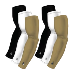 B-Driven Sports 6-Pack Bundle | Solids |White/Black/Gold Standard Sports Arm Sleeve Bundles