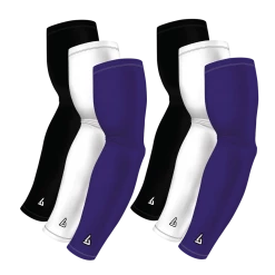 B-Driven Sports Sports Arm Sleeve Bundles 6-Pack Bundle | Solids |White/Black/Purple Dark