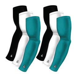 B-Driven Sports Sports Arm Sleeve Bundles 6-Pack Bundle | Solids |White/Black/Green Aqua Light