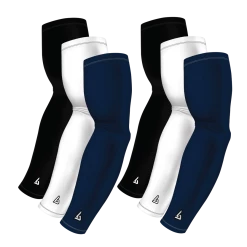 B-Driven Sports 6-Pack Bundle | Solids |White/Black/Blue Navy Sports Arm Sleeve Bundles
