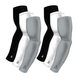 B-Driven Sports Sports Arm Sleeve Bundles 6-Pack Bundle | Solids |White/Black/Grey Light