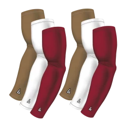 B-Driven Sports 6-pack Bundle | Solids | Maroon Dark/White/Gold Dark Sports Arm Sleeve Bundles
