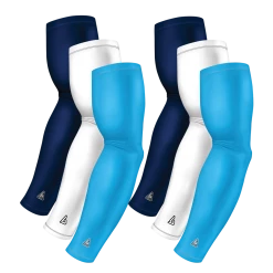 B-Driven Sports Sports Arm Sleeve Bundles 6-pack Bundle | Solids | Blue Carolina/White/Blue Navy Dark